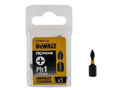DeWALT DT7993T Skrutkovacie nástavce EXTREME Ph1 x 25 mm, 5 ks