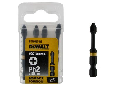 DeWALT DT7998T Skrutkovacie nástavce EXTREME Ph2 x 50 mm, 5 ks