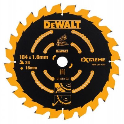 DeWALT DT1669 Špeciálny pílový kotúč EXTREME, ø 184 mm, 24 zubov
