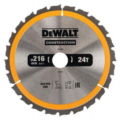 DeWALT DT1952 Pílový kotúč CONSTRUCTION, ø 216 mm, 24 zubov
