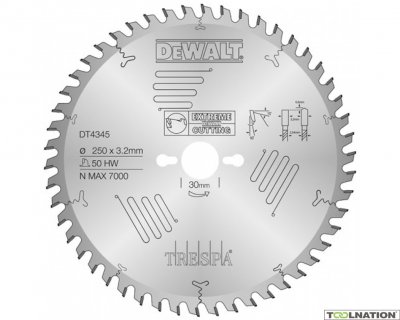 DeWALT DT4345 Pílový kotúč, ø 250 mm, 50 zubov