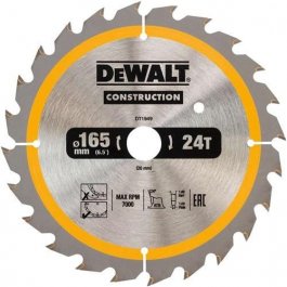 DeWALT DT1949 Pílový kotúč CONSTRUCTION, 165 x 20 mm, 24 zubov