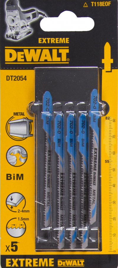 DeWALT DT2054 Bimetalové pílové listy EXTREME do kovu, 82 mm, 5 ks