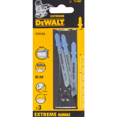 DeWALT DT2154 Bimetalové pílové listy EXTREME do kovu, 76 mm, 3 ks