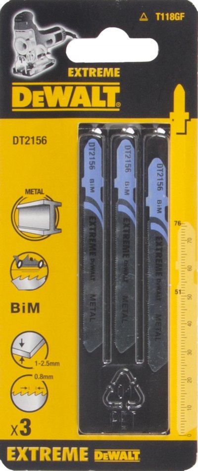 DeWALT DT2156 Bimetalové pílové listy EXTREME do kovu, 76 mm, 3 ks