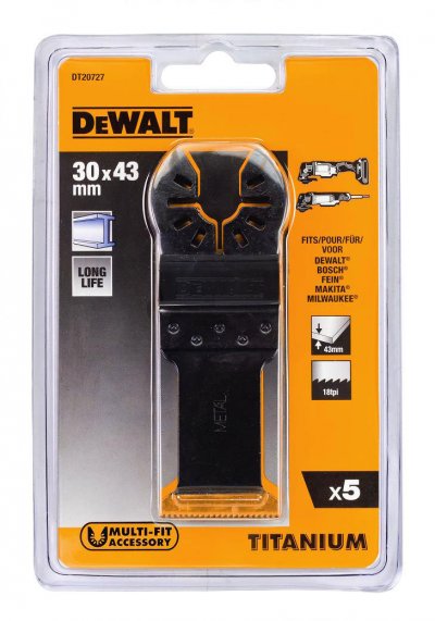 DeWALT DT20727 Titánové píly na kov, 43 x 30 mm, 5 ks