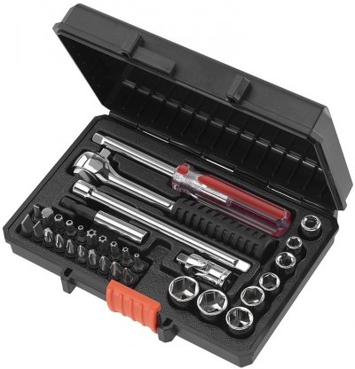 BLACK+DECKER A7142-XJ 31-dielna súprava nástrčkových kľúčov, bitov