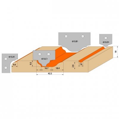 CMT Orange Tools C61500401 Sada na dvierka CNC S=20 mm, 4 ks