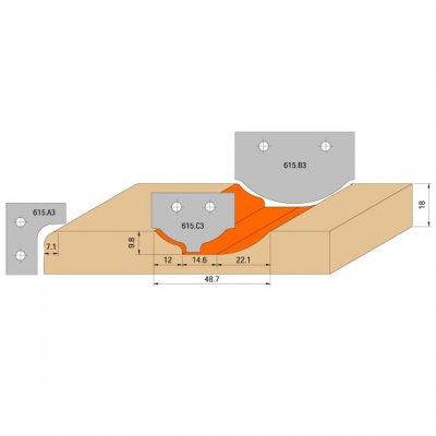 CMT Orange Tools C61500401 Sada na dvierka CNC S=20 mm, 4 ks