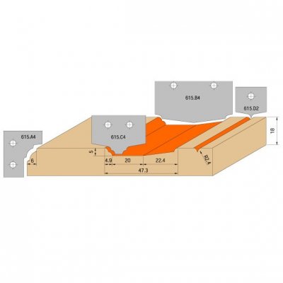 CMT Orange Tools C61500401 Sada na dvierka CNC S=20 mm, 4 ks