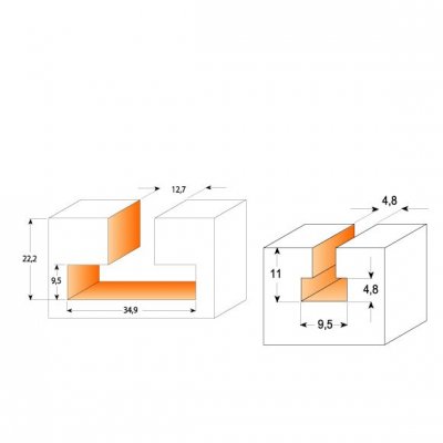 CMT Orange Tools CMT C950 Fréza na cylindrické drážky - D9,5x11 d4,8 S=8 HM