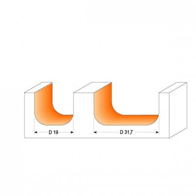 CMT Orange Tools CMT C951 Žliabková fréza - R6,4 D19x16 S=8 HM