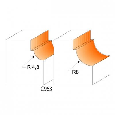 CMT Orange Tools C964 Zaobľovacia fréza vypuklá - R8 D31,7x14,3 S=8 HM