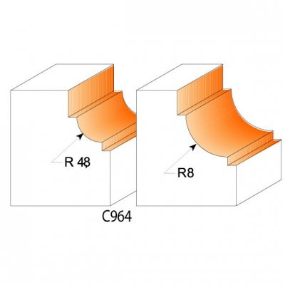 CMT Orange Tools C964 Zaobľovacia fréza vypuklá - R8 D31,7x14,3 S=8 HM