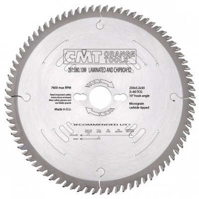 CMT Orange Tools C28108010M Industrial Pílový kotúč na lamino a DTD - D250x3,2 d30 Z80 HM