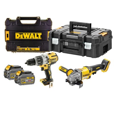 DeWALT DCK2055T2T Súprava - príklepová vŕtačka 18 V + uhlová brúska 125 mm FLEXVOLT 54 V