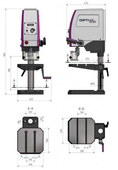 OPTIMUM Stolná vŕtačka OPTIdrill DX 15 V