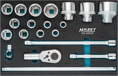 HAZET Sada nástrčných kľúčov 163-406/20 ∙ 3/4" ∙ 20 ks