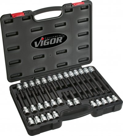 VIGOR Sortiment nástrčných hlavíc TORX® V1917 ∙ 1/2" ∙ 32 ks