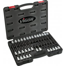 VIGOR Sortiment nástrčných hlavíc TORX® V1917 ∙ 1/2" ∙ 32 ks