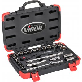 VIGOR Sada nástrčných hlavíc V2460N ∙ 1/2" ∙ 25 ks