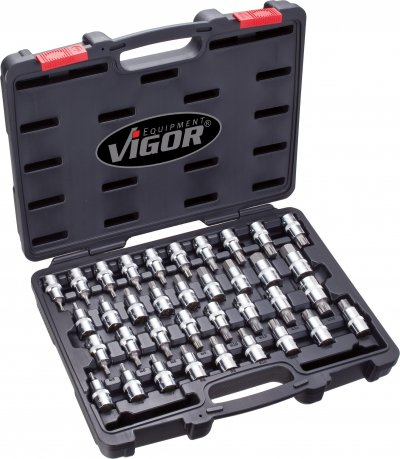 VIGOR Sortiment nástrčných hlavíc V2496 ∙ 1/2" ∙ 36 ks