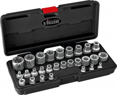 VIGOR Sada nástrčných hlavíc TORX® V2687 ∙ 28 ks