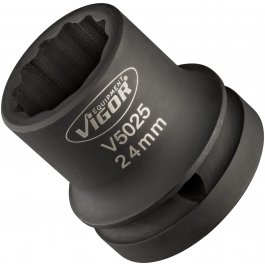 VIGOR Nástrčná hlava pre rázový a strojový uťahovač V5025 ∙ 3/4" ∙ dvojitý šesťhranný profil ∙ 24 ∙ 44 mm