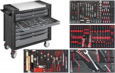 VIGOR V4481-X/375 Dielenský vozík 1000 XL nerez, 374 ks náradia