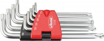 VIGOR Sada uhlových skrutkovačov TORX® V4708 ∙ T 10 – T 50 ∙ 9 ks