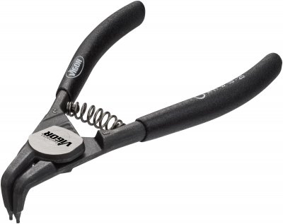 VIGOR Kliešte pre poistné krúžky, zahnuté/ hriadeľové V4430 ∙ 140 mm