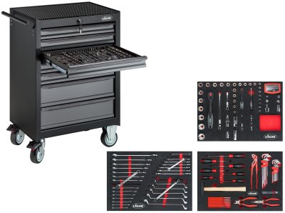 VIGOR V2379N Dielenský vozík a sada „Black Edition“, 164 ks náradia