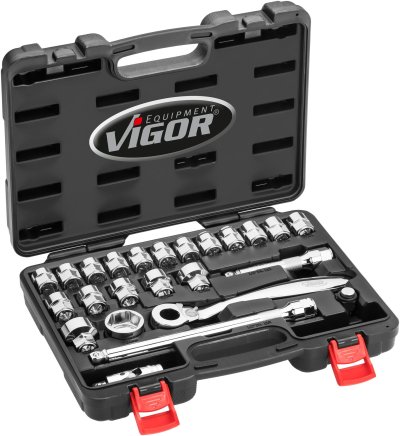 VIGOR Sada nástrčných klúčov superplochých ∙ V7202 ∙ 12,5 mm (1/2 palce) ∙ 5 – 32 ∙  24 ks