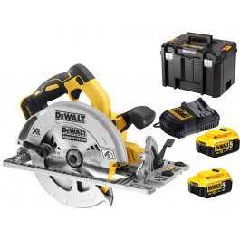DeWALT DCS572P2 Aku kotúčová píla so základňou pre lištu 184 mm, 18 V, 5 Ah