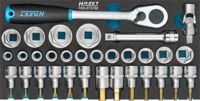 HAZET Sada nástrčných hlavíc 163-272/32 ∙ 1/2" ∙ 32 ks