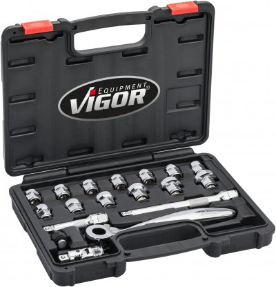 VIGOR Sada nástrčných kľúčov superplochých V6202 ∙ 3/8" ∙ 18 ks