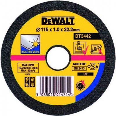 DeWALT DT3442 Rezný  kotúč plochý HIGH PERFOMANCE na nerez,  ø 115 mm
