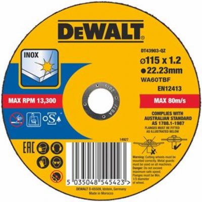 DeWALT DT43903 Rezný  kotúč plochý HIGH PERFOMANCE na nerez,  ø 115 mm