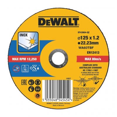 DeWALT DT43904 Rezný  kotúč plochý HIGH PERFOMANCE na nerez,  ø 125 mm