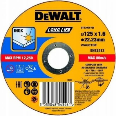 DeWALT DT43906 Rezný  kotúč plochý HIGH PERFOMANCE na nerez,  ø 125 mm