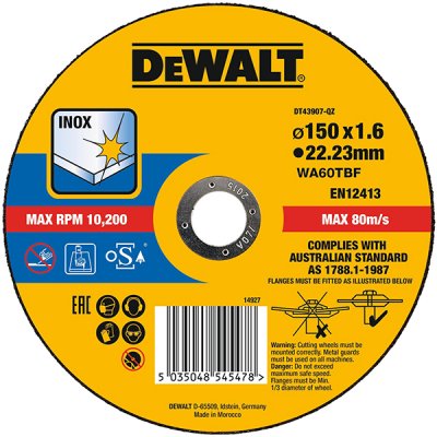 DeWALT DT43907 Rezný  kotúč plochý HIGH PERFOMANCE na nerez,  ø 150 mm