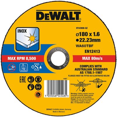 DeWALT DT43908 Rezný  kotúč plochý HIGH PERFOMANCE na nerez,  ø 180 mm
