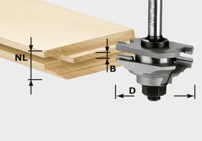 FESTOOL 490643 Profilová fréza na profil pera HW, stopka 8 mm HW S8 D46 x D12-FD