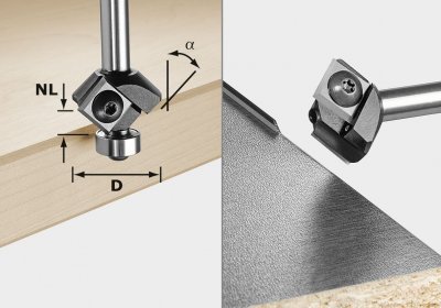 FESTOOL 499807 Fazetovacia fréza s vym. platničkami HW S8 HW 45° D27 12x12 KL