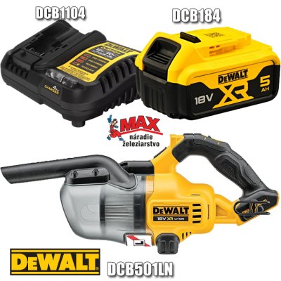 DeWALT Aku vysávač DeWalt DCV501P1 - Vysávač + nabíjačka + 5Ah aku